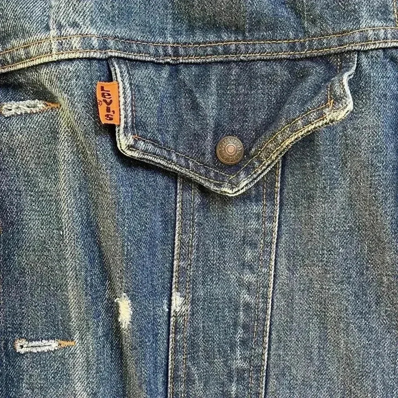 Vintage Levi’s Orange Tab Denim Chore/Safari Jacket Double Vented Size Medium - Picture 4 of 5